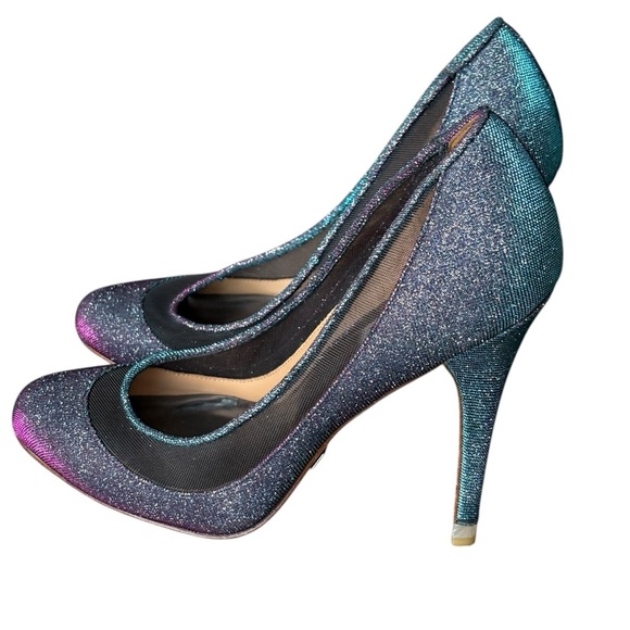 Badgley Mischka Myra Iridescent Womens Sparkle Heels Size 7.5 - Picture 1 of 9